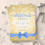 Invitación Festividad Gold Winter Snowflakes Company Blue Rib<br><div class="desc">Elegante Fiesta formal de la empresa y Navidades corporativos / Cocktail / Dinner Party Invitation con Navidades de copos de nieve de Relieve metalizado de Faux de oro. Impresione a sus amigos y compañeros de trabajo con este sofisticado y elegante diseño de invitación.</div>