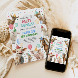 Invitación Festividad Granja Barnyard Fiestas Animales Niños