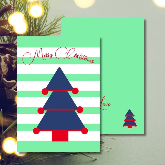 Invitación Festividad moderna de árbol de Navidad con rayas v (Subido por el creador)