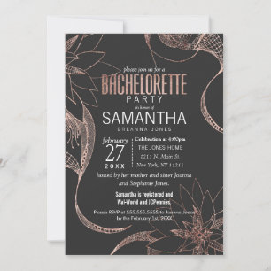 Invitación Festividad moderna de dibujo Rosa dorado