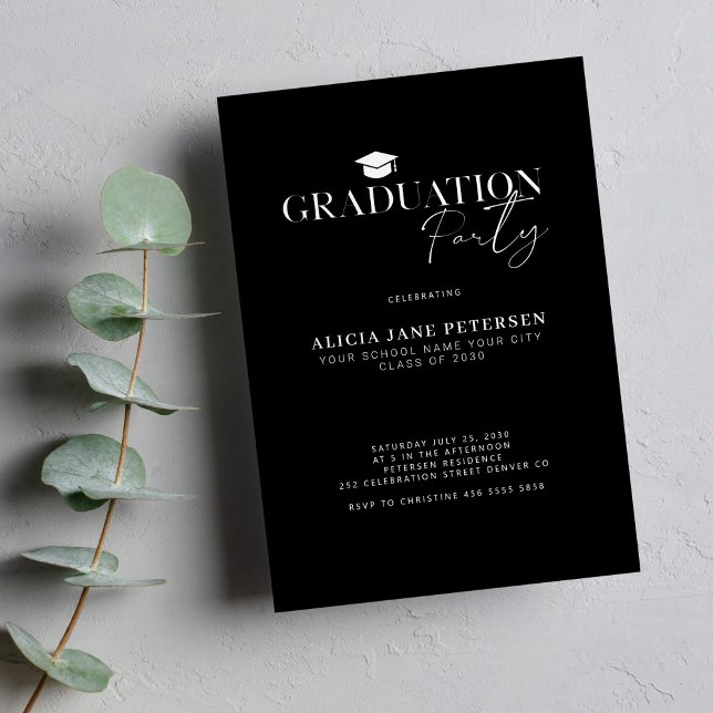Invitación Festividad moderna de escritura simple de graduaci (Subido por el creador)