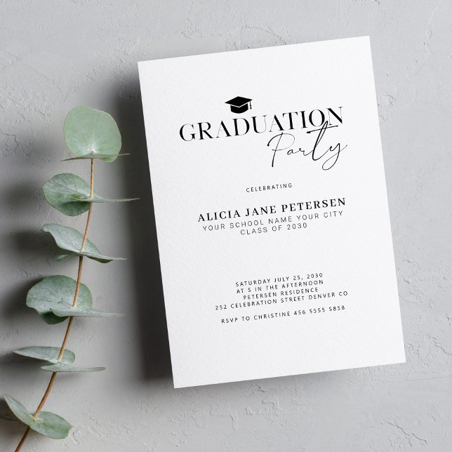 Invitación Festividad moderna de graduación simple (Subido por el creador)