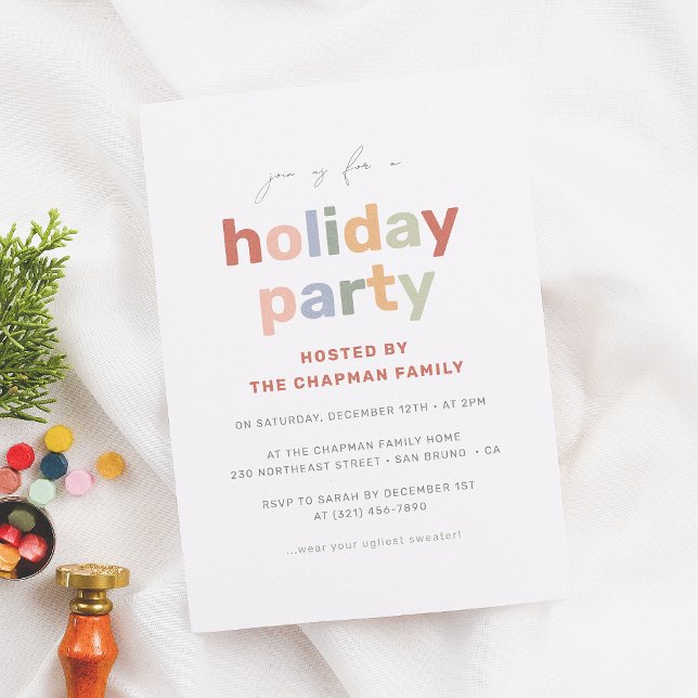 Invitación Festividad moderna y fiesta de Navidades coloridos (Subido por el creador)