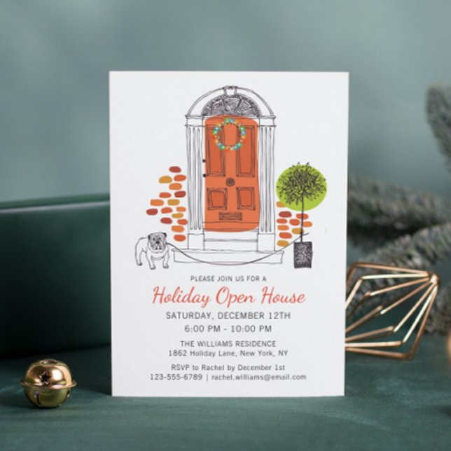 Invitación Festividad Naranja Door Holiday Open House (Subido por el creador)