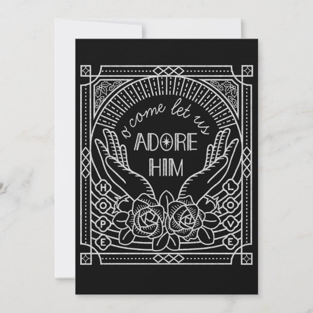 Invitación Festividad navidad Adore Him Silver (Anverso)