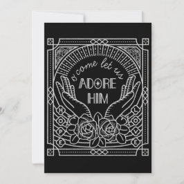 Invitación Festividad navidad Adore Him Silver