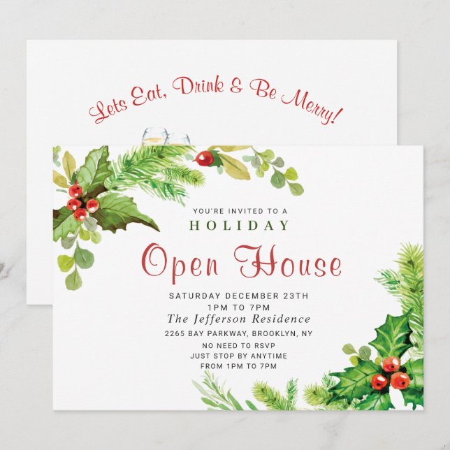 Invitación Festividad Navidades de Holly Berry en la Casa Abi (Anverso / Reverso)