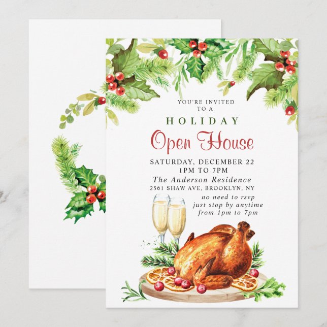 Invitación Festividad Navidades de Holly Berry en la Casa Abi (Anverso / Reverso)