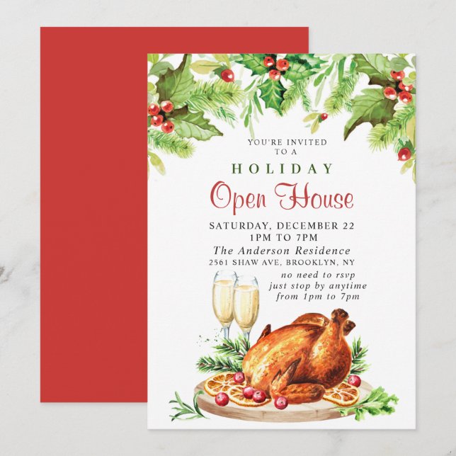 Invitación Festividad Navidades de Holly Berry en la Casa Abi (Anverso / Reverso)