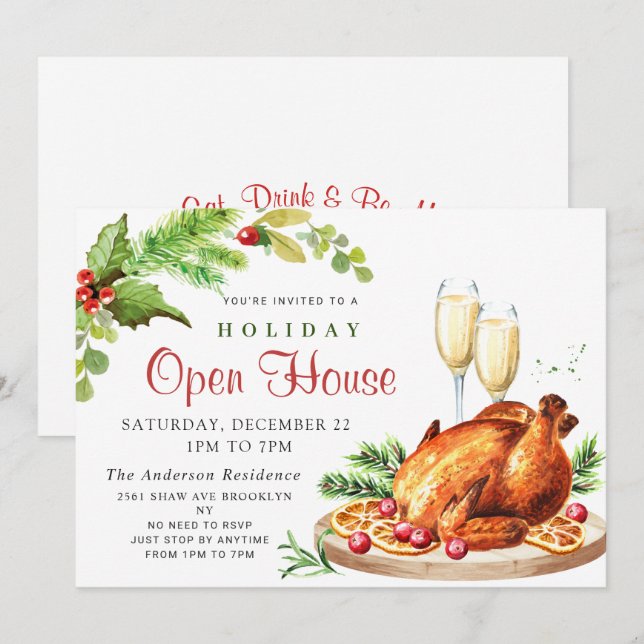 Invitación Festividad Navidades de Holly Berry en la Casa Abi (Anverso / Reverso)