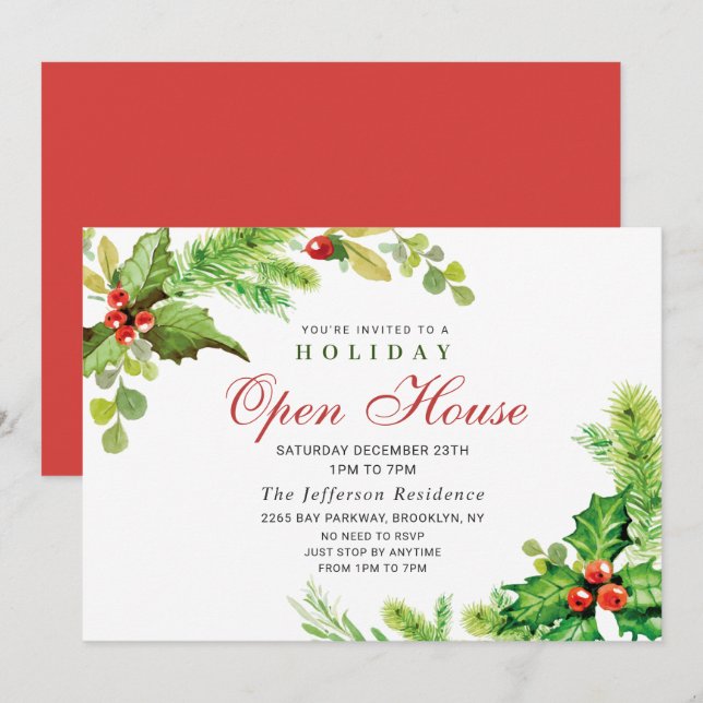 Invitación Festividad Navidades de Holly Berry en la Casa Abi (Anverso / Reverso)