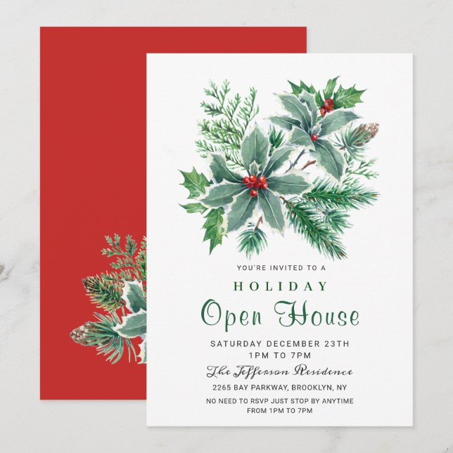 Invitación Festividad Navidades de Holly Berry en la Casa Abi (Anverso / Reverso)