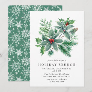 Invitación Festividad Navidades de Holly Berry HOLIDAY BRUNCH