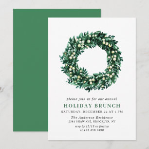 Invitación Festividad Navidades de Holly Wreath HOLIDAY BRUNC
