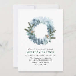 Invitación Festividad Navidades de Holly Wreath HOLIDAY BRUNC