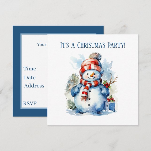 Invitación Festividad Navidades de snowman (Anverso / Reverso)