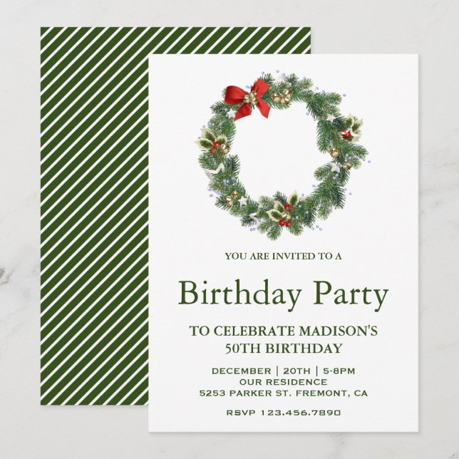 Invitación Festividad Navidades de vacaciones de invierno Wre (Anverso / Reverso)