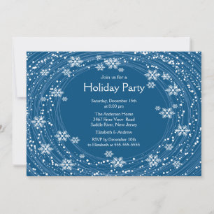 Invitación Festividad navideña moderna Swirl Snowflakes