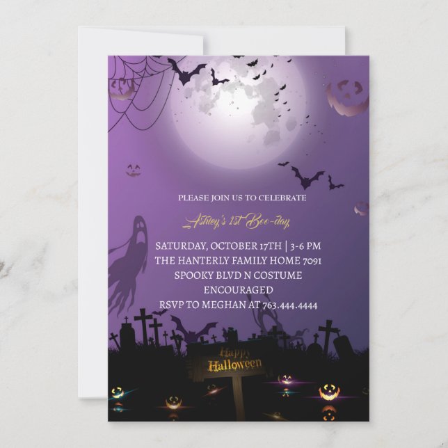 Invitación Festividad personalizada de cumpleaños de Hallowee (Anverso)