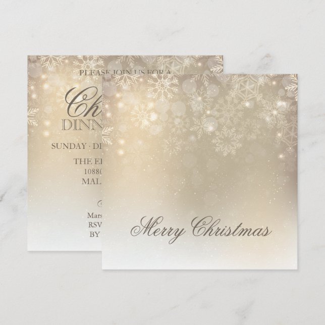 Invitación Festividad personalizada de Snowflakes Gold | Invi (Anverso / Reverso)