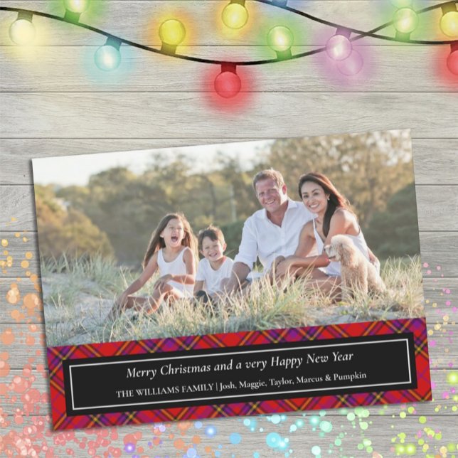 Invitación Festividad Red Plaid Christmas Photo Card (Subido por el creador)