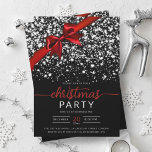 Invitación Festividad Red Silver Winter Shiny Star Company<br><div class="desc">Elegante Empresa Formal y Fiesta de Navidades corporativos / Cocktail / Dinner Invitation con estrellas purpurinoso. Impresione a sus amigos y compañeros de trabajo con este sofisticado y elegante diseño de invitación.</div>