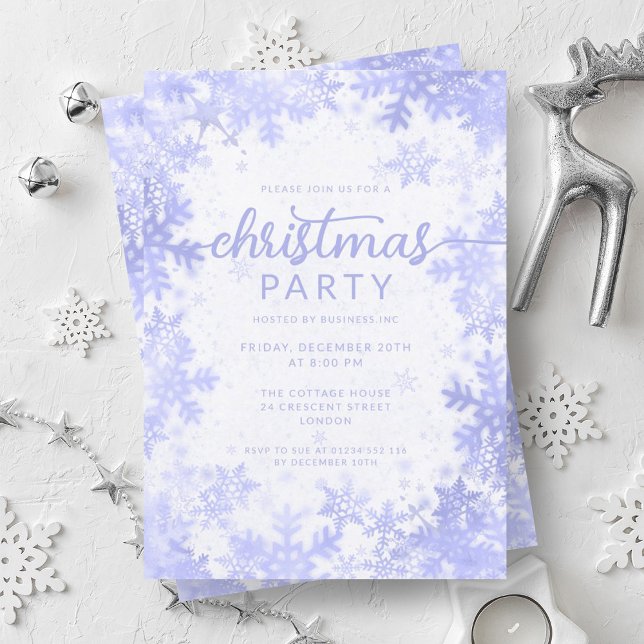 Invitación Festividad Relieve metalizado Blue Faux Navidades  (Festive Navy Blue Faux Foil Snowflakes Christmas Invitation)