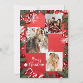 Invitación Festividad Roja Feliz Navidad Collage de fotos