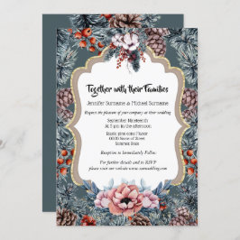 Invitación Festividad rústica de grano de madera de pino caya