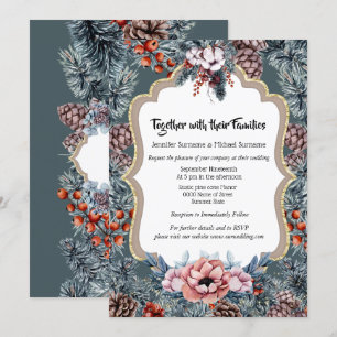 Invitación Festividad rústica de grano de madera de pino caya