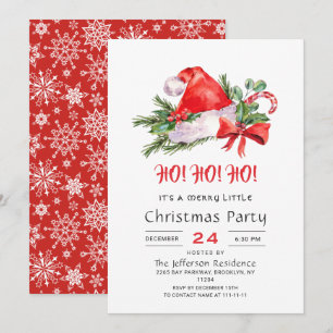 Invitación Festividad Santa Hat Feliz Navidad Pequeño Fiesta