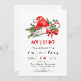 Invitación Festividad Santa Hat Feliz Navidad Pequeño Fiesta