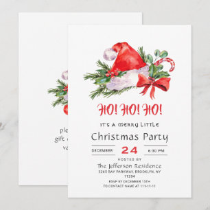 Invitación Festividad Santa Hat Feliz Navidad Pequeño Fiesta