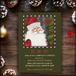 Invitación Festividad Santa Red Verde Feliz Navidad