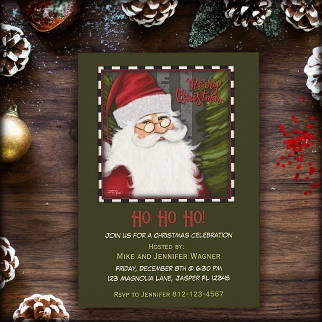 Invitación Festividad Santa Red Verde Feliz Navidad (Subido por el creador)