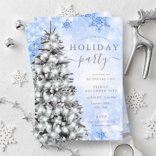 Invitación Festividad Silver Blu Christmas Tree Company
