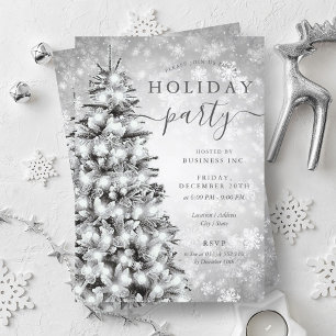 Invitación Festividad Silver Christmas Tree Company