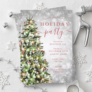 Invitación Festividad Silver Christmas Tree Company