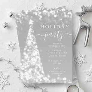 Invitación Festividad Silver Christmas Tree Company