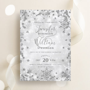 Invitación Festividad Silver SPARKLE Elegante Boda de Inviern