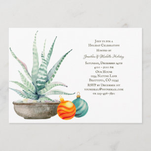 Invitación Festividades de Cactus y Ornamentos de Navidad