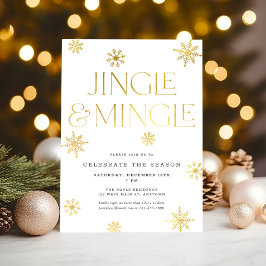 Invitación Festividades de jingle y mingle de oro blanco con