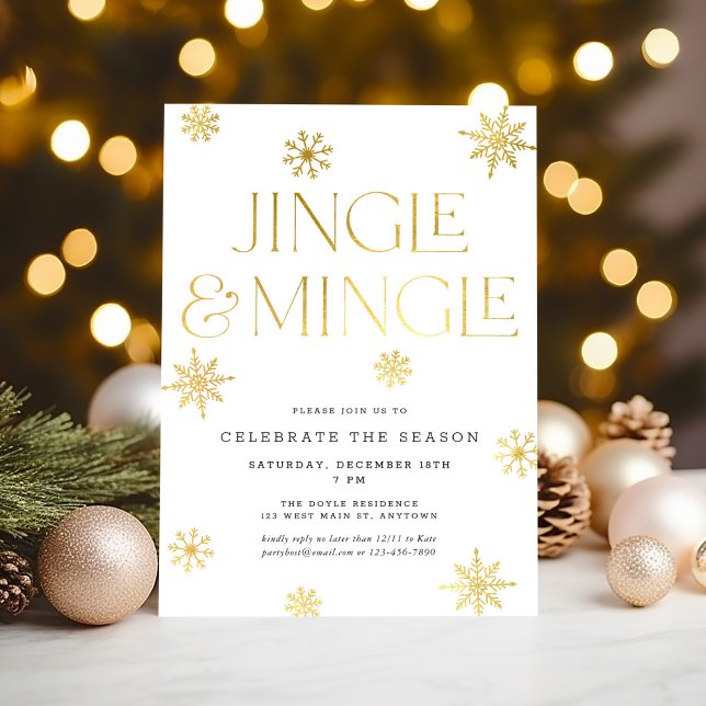 Invitación Festividades de jingle y mingle de oro blanco con  (Subido por el creador)
