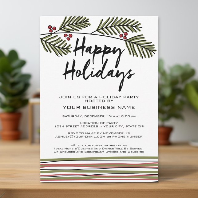 Invitación Festividades de las ramas de árbol de pino caprich (Unique Photo Card)