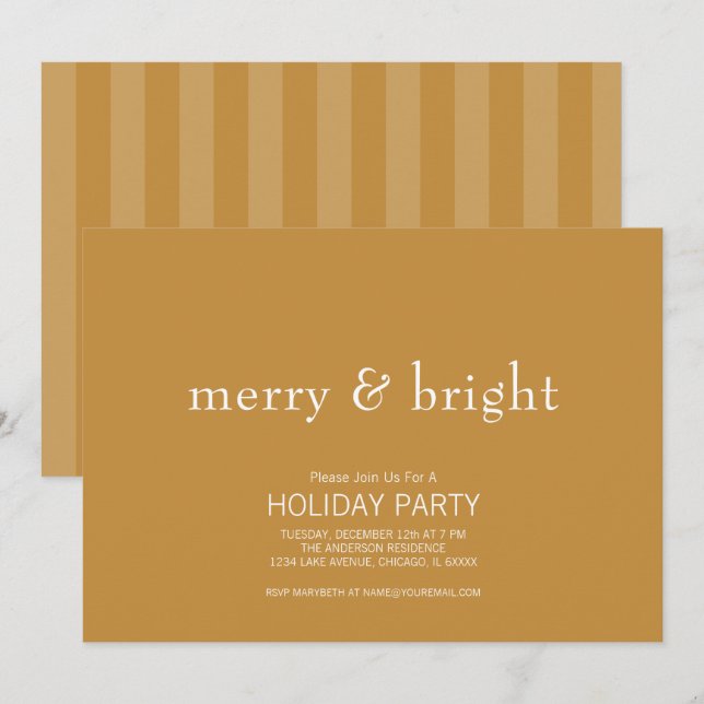 Invitación Festividades de los Navidades de oro modernos y br (Anverso / Reverso)