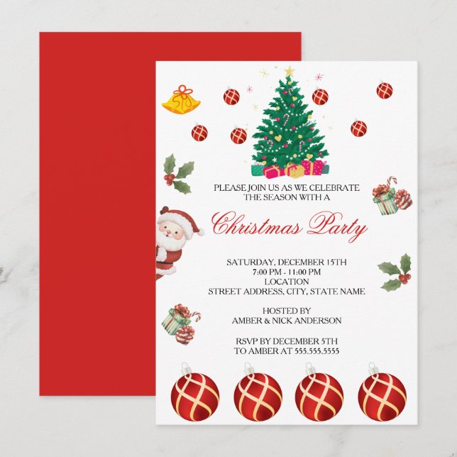 Invitación Festividades de navidades (Anverso / Reverso)