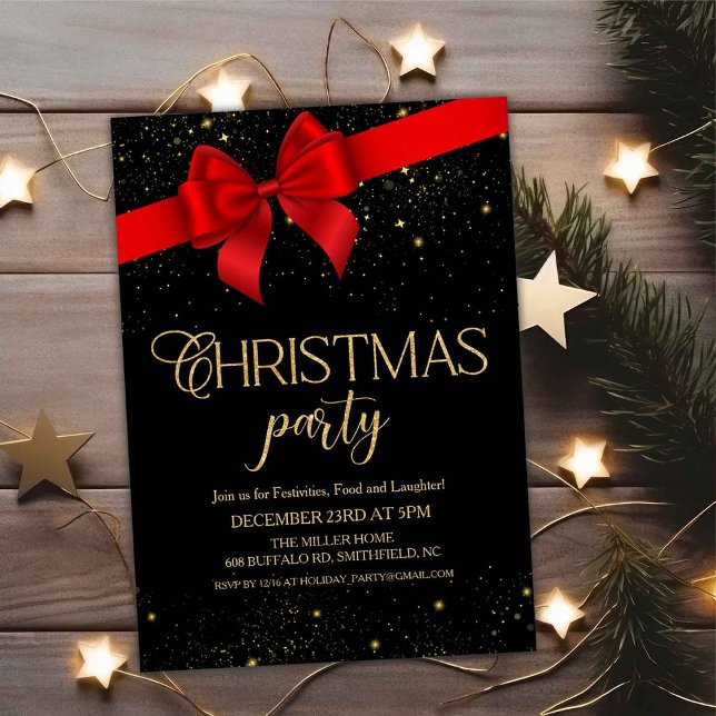 Invitación Festividades de Navidades de Purpurinas de Oro y N (Subido por el creador)