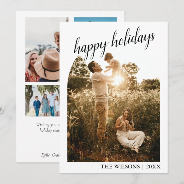 Invitación Festividades familiares de Navidades modernos (Anverso / Reverso)