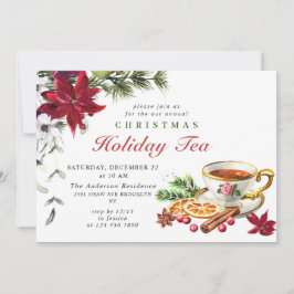 Invitación Festividades Navidades de Poinsettia Fiesta de té