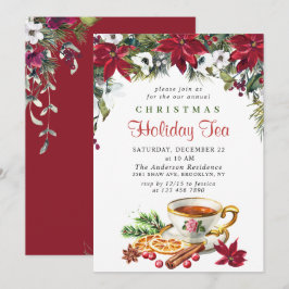 Invitación Festividades Navidades de Poinsettia Fiesta de té 